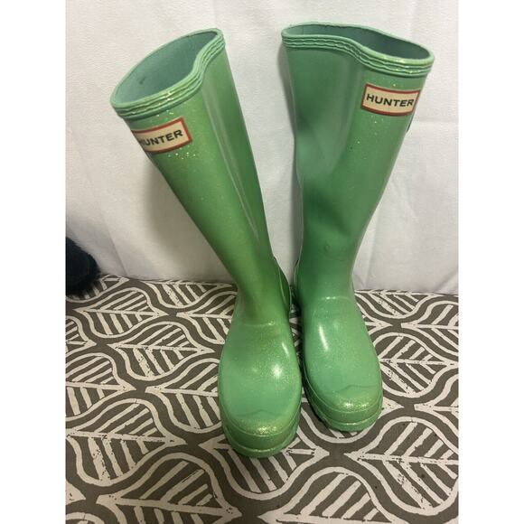 Hunter Original Tall Wellies Swamp Green Rubber Women's Rain Boots Size F4 - Picture 7 of 7